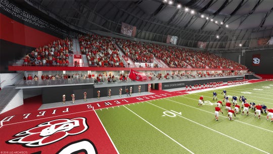 A rendering of what the west side of the DakotaDome will look like after the remodeling is completed.