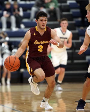 Turpin guard Nick Haddad hurries the ball up the court.