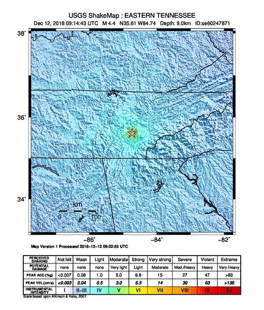Earthquake in East Tennessee registers as strongest in 45 years