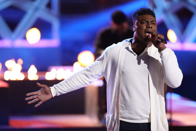Montgomery resident Kirk Jay performs "I Swear" in the semifinal round of NBC's "The Voice" on Monday, Dec. 10, 2018.
