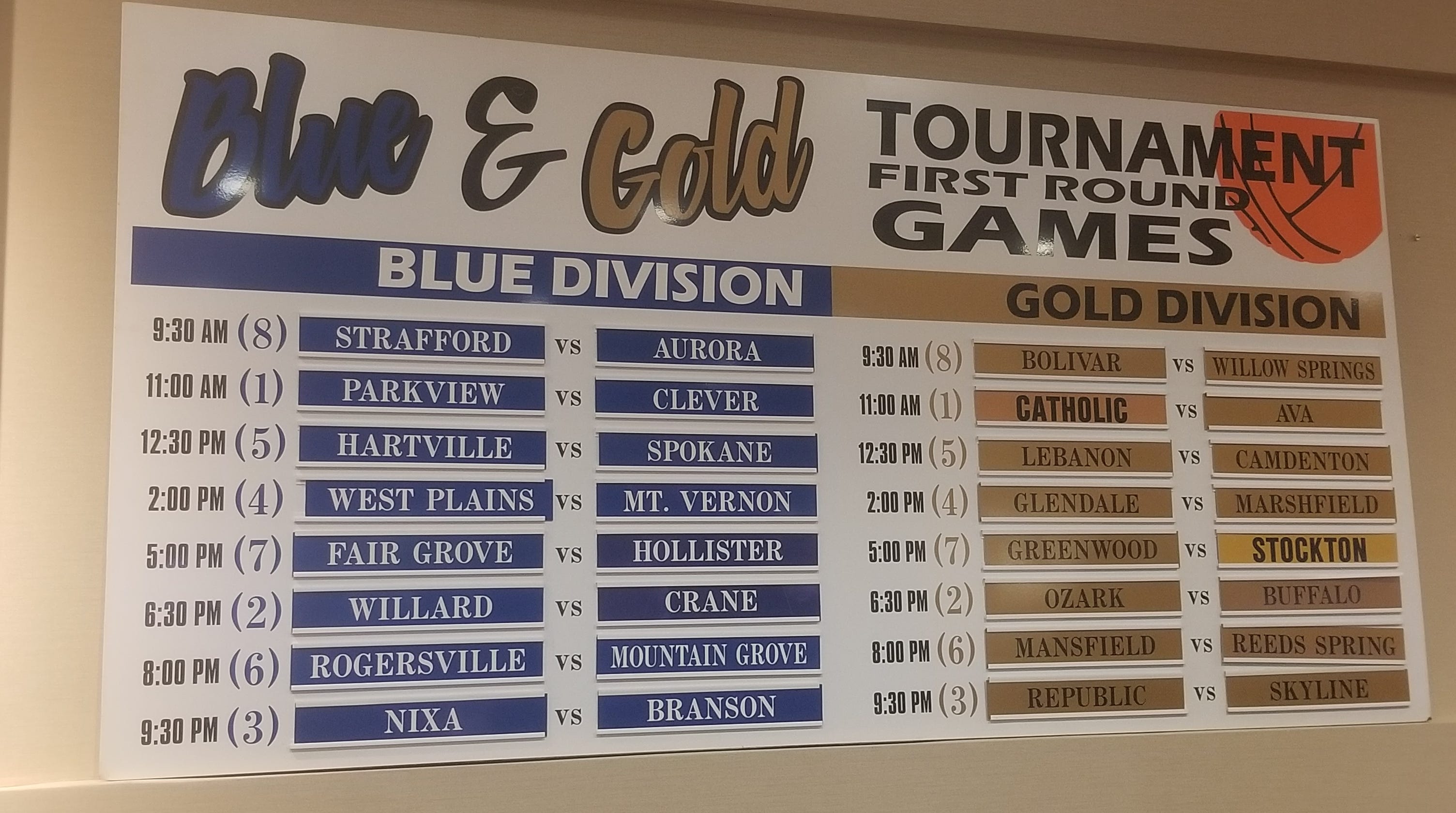 Blue and Gold Tournament bracket released