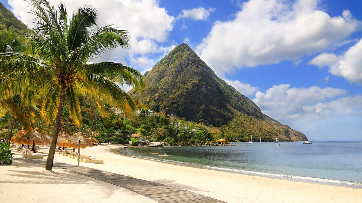 Set between St. Lucia's Twin Pitons, Sugar Beach offers Insta-worthy views as well as some of the island's best snorkeling.
