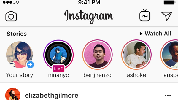 A screen shot of the social media site Instagram.