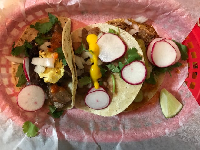 Three different tacos at Taco Gordo.