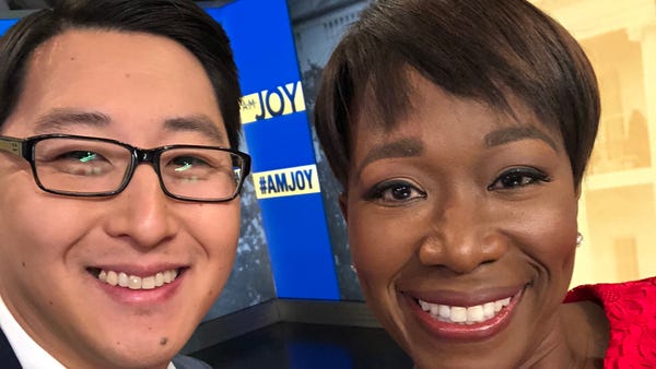 Kurt Bardella and MSNBC host Joy Reid.