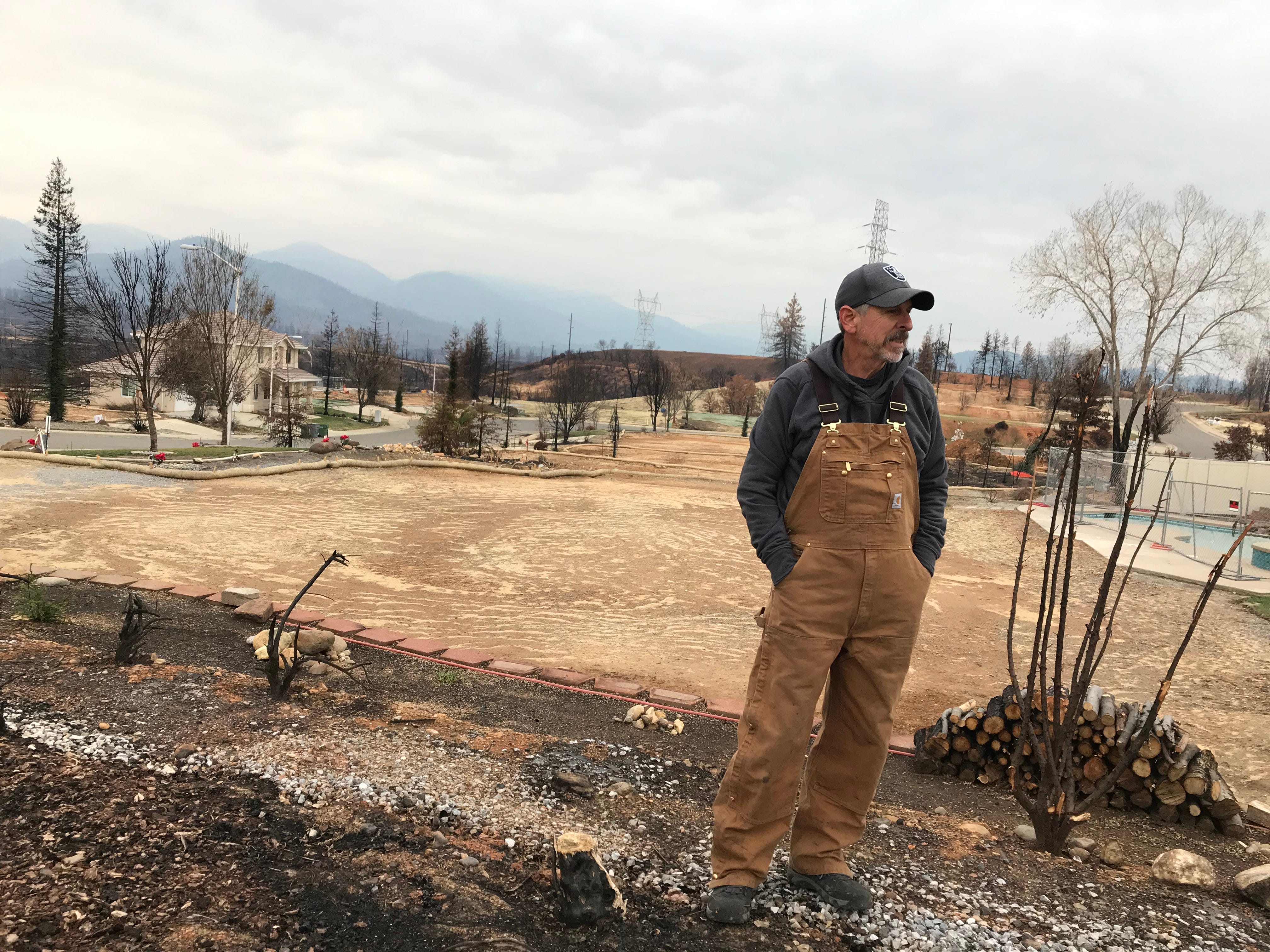 Dan Kissick, three months after the Carr Fire destroyed his home on Kellinger Street in Redding. He and his wife, Maureen, are rebuilding on the same spot.