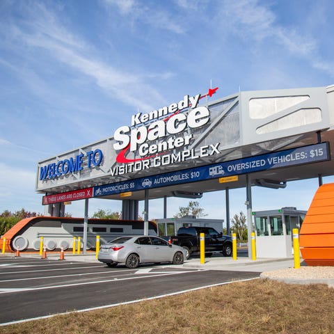 The main entrance to the Kennedy Space Center Visi