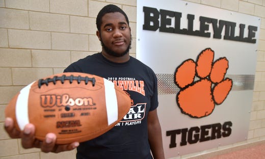 1. Devontae Dobbs, Belleville (Michigan State), OT/6-4/304: Dobbs, a member of The Detroit News Dream Team, was a dominant two-way player while helping Belleville earn its first regional championship in school history. He started the season slow, coming off shoulder surgery from a torn labrum and got in shape midseason. He was a force the rest of the season, opening holes for running backs while giving sophomore quarterback Christian Dhue-Reid time to throw for 2,759 yards and 39 touchdowns. He will be playing in the Under Armour All-American Game on Jan. 3 in Orlando. “He got in shape and was aggressive and confident midseason once the shoulder was 100 percent healed and then began to dominate the way he had in the past, becoming a destructive force on offense and defense,” coach Jermain Crowell said.