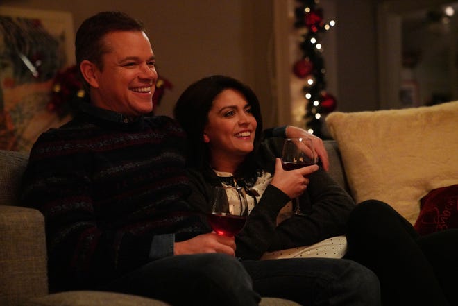 Host Matt Damon and Cecily Strong played parents who reflected on a less-than-stellar crazy Christmas day.