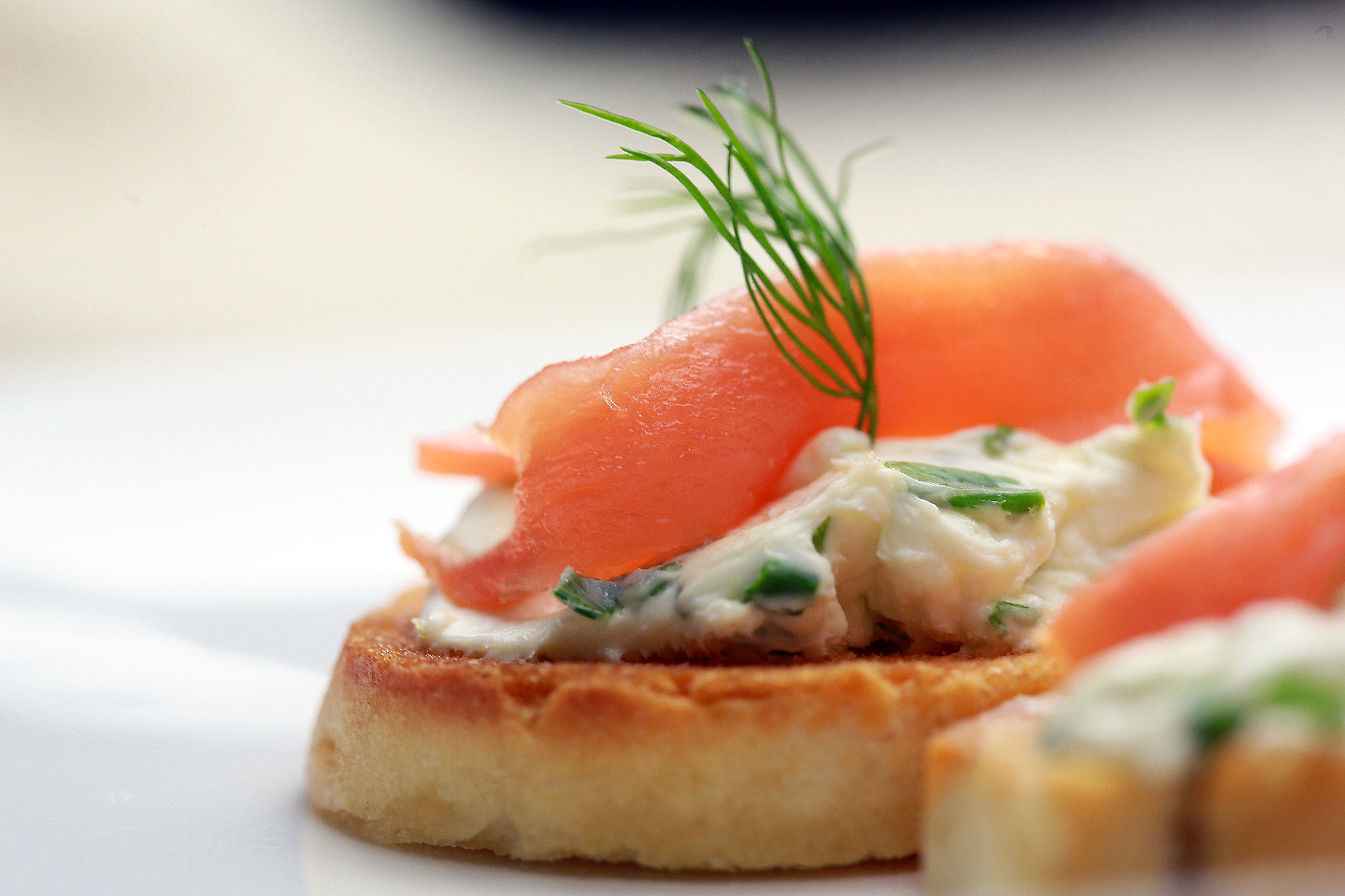 Smoked Salmon Crostini with Chive and Caper Cream