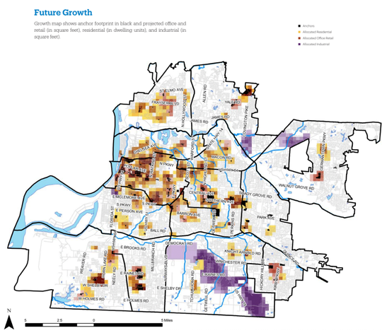 This map shows the future growth.