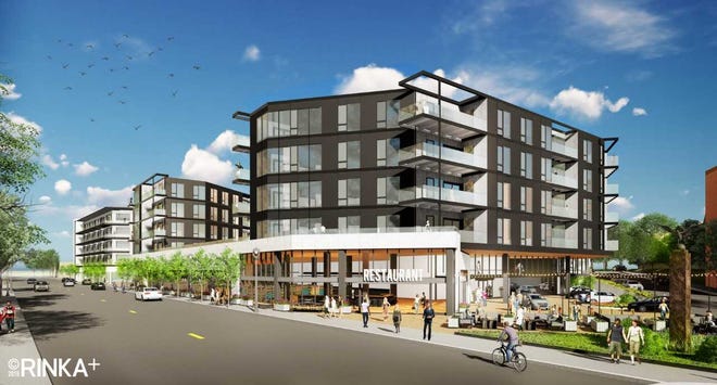 A Bay View apartment development has again been downsized, but is still drawing opposition.  An earlier version (shown) called for two buildings with 205 units. A rendering hasn't yet been produced for the latest version.
