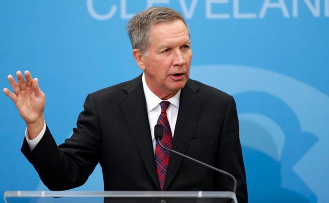Former Ohio Gov. John Kasich speaks at The City Club of Cleveland, Tuesday, Dec. 4, 2018, in Cleveland. (AP Photo/Tony Dejak)