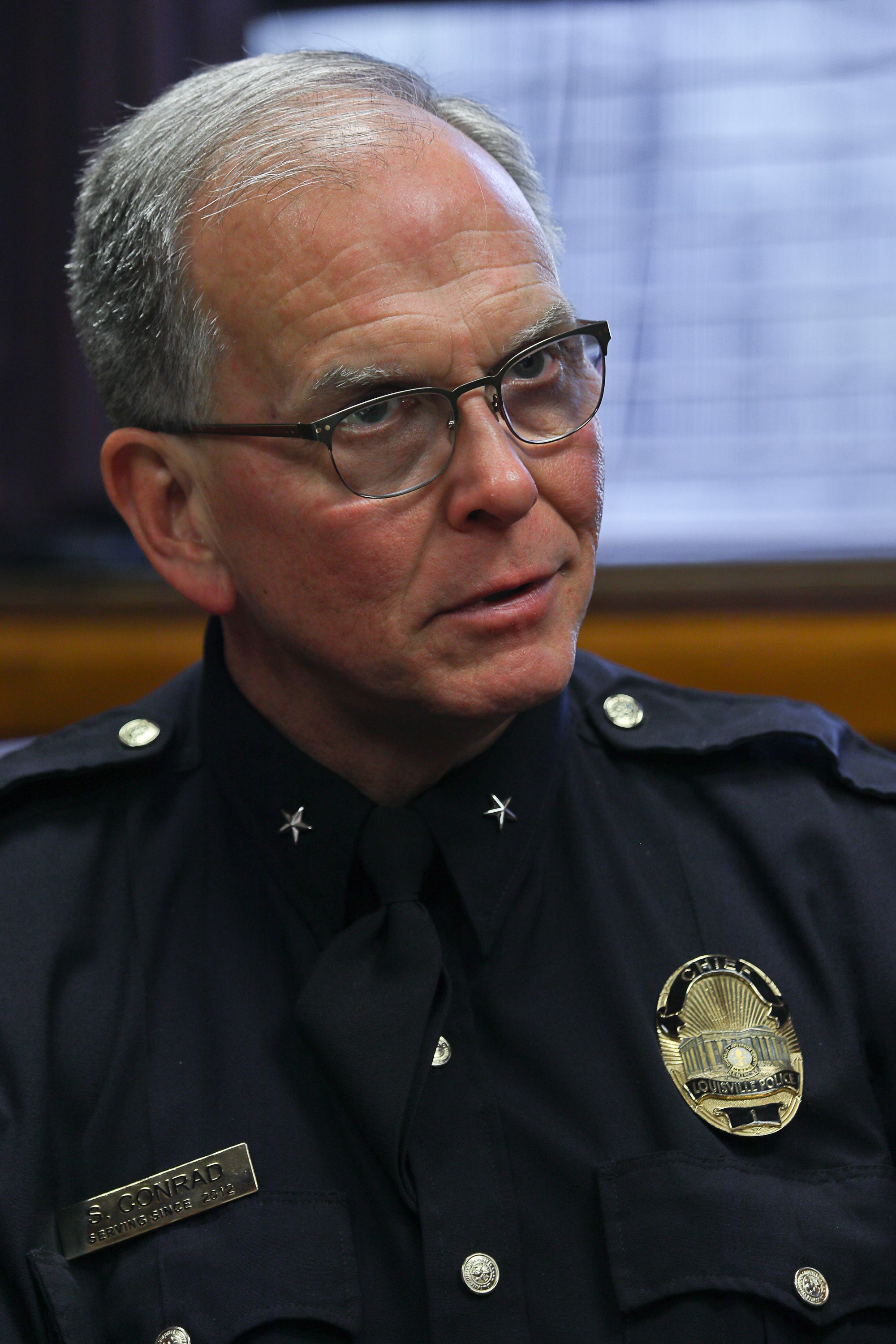 Louisville Metro Police Department Chief Steve Conrad at his office in Louisville, KY. Dec. 12, 2018
