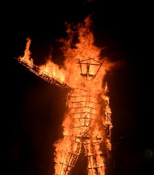 Images from Saturday evening at Burning Man on Sept. 1, 2018