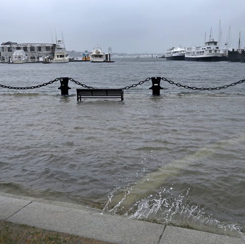 Christopher Columbus Park in Boston is flooded...