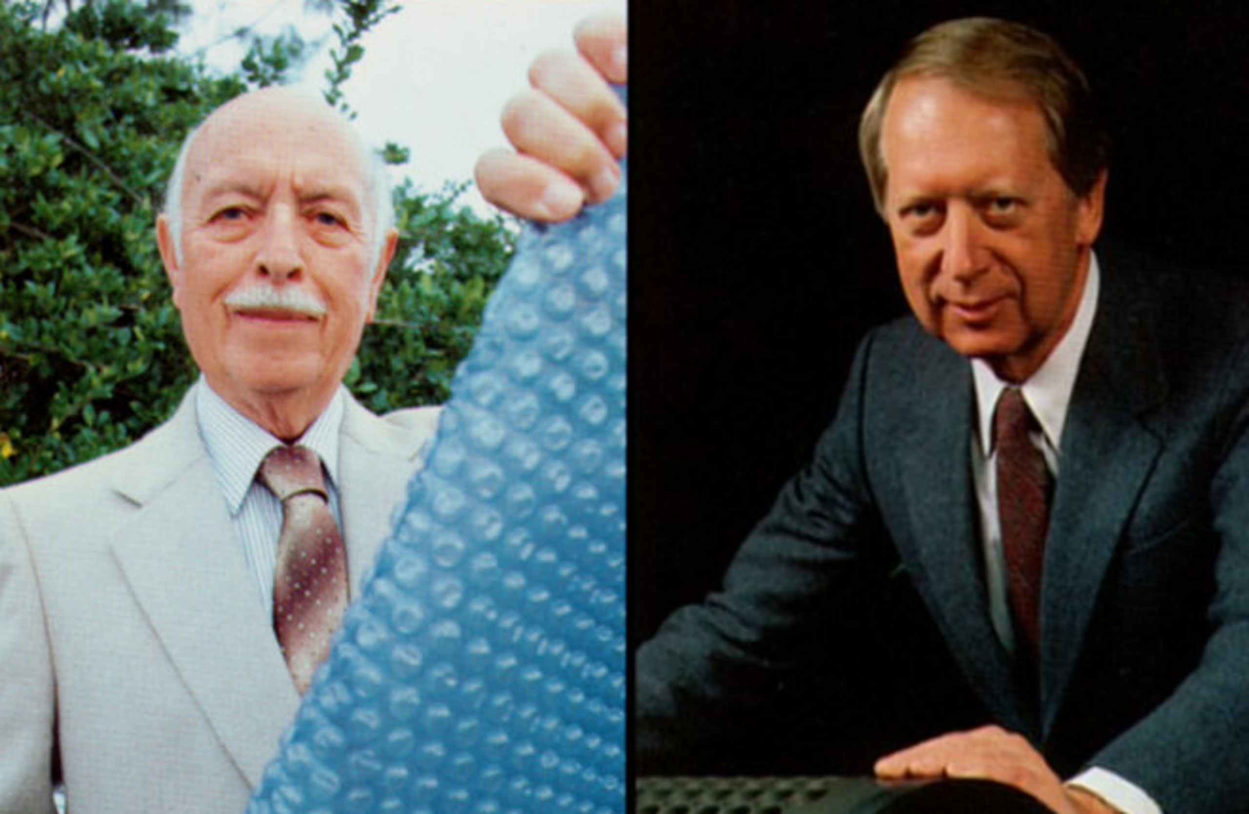 Marc Chavannes, left, and Alfred Fielding co-invented Bubble Wrap.