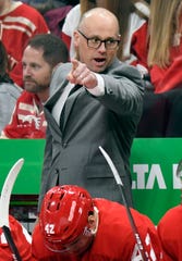 Red Wings coach Jeff Blashill told goaltender Jimmy Howard (not pictured) to return to the net in the Wings 2-1 defeat on Saturday, Dec. 22, 2018, at the Little Caesars Arena.