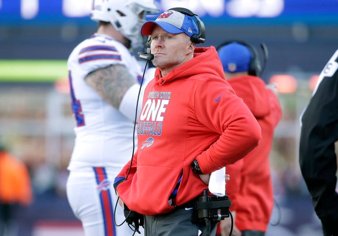 Buffalo Bills head coach Sean McDermott watches from the sideline during the first half of an NFL football game against the New England Patriots, Sunday, Dec. 23, 2018, in Foxborough, Mass. (AP Photo/Steven Senne)