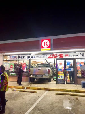 A pickup truck crashed through the front of a Circle K store in Fort Pierce late Monday.