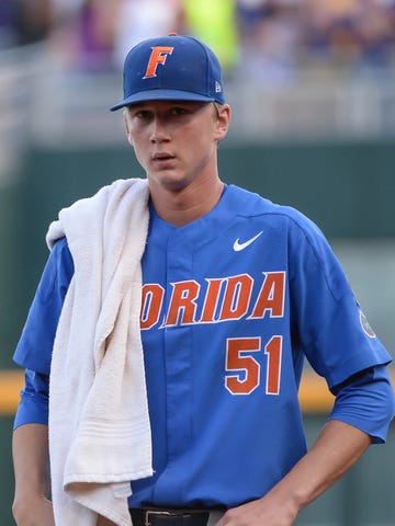 Brady Singer, pictured here while pitching for Florida in 2017.