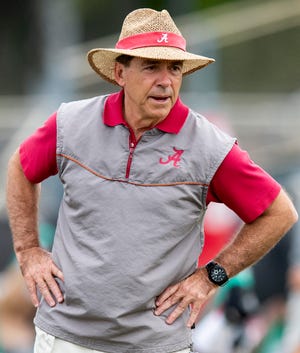Alabama head coach Nick Saban during Alabama's practice on the Barry University campus in Miami Shores, Fla., on Thursday December 27, 2018. Alabama plays Oklahoma in the Orange Bowl on Saturday.