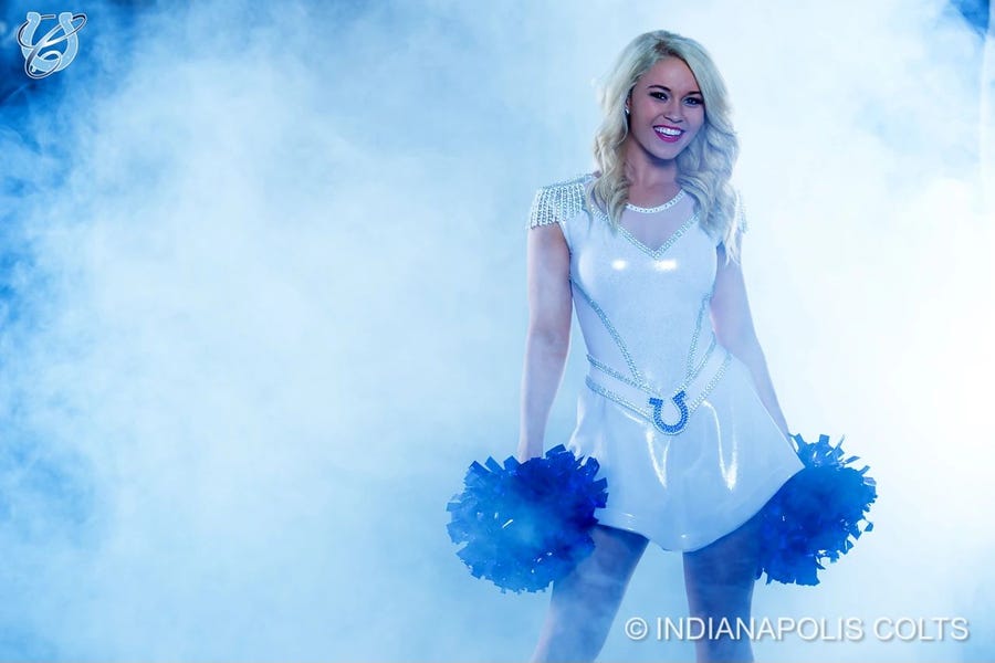 Colts cheerleaders unveiled a new uniform this week that they say is less revealing and allows for better movement.