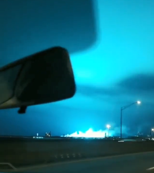what caused the blue lights in the sky
