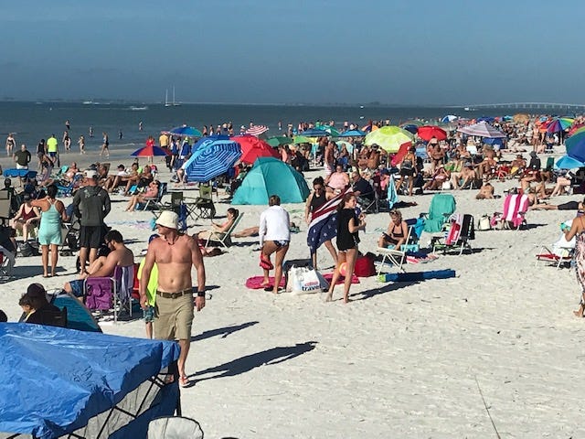Those who work and play in the beachside community say it's been grand for the past week or so and has been a far cry from the past 10 months or so when the deadly effects of the red tide caused a plague of dead marine life on the Gulf's sands.