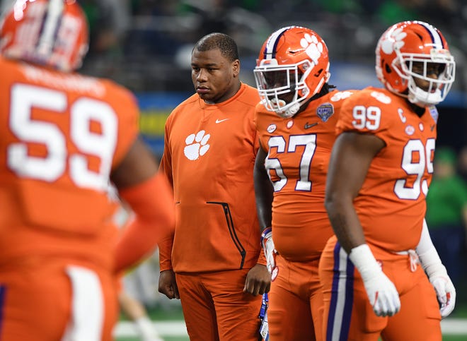 Clemson defensive lineman Dexter Lawrence (90) during pregame of the Goodyear Cotton Bowl at AT&T stadium in Arlington, TX Saturday, December 29, 2018.