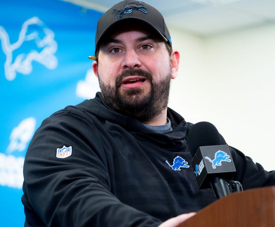 Lions coach Matt Patricia speaks during a news conference in Allen Park on Monday, Dec. 31, 2018.