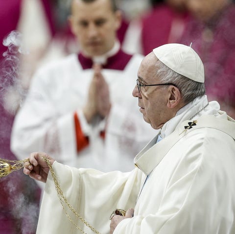 Pope Francis celebrates the Mass of the Solemnity...