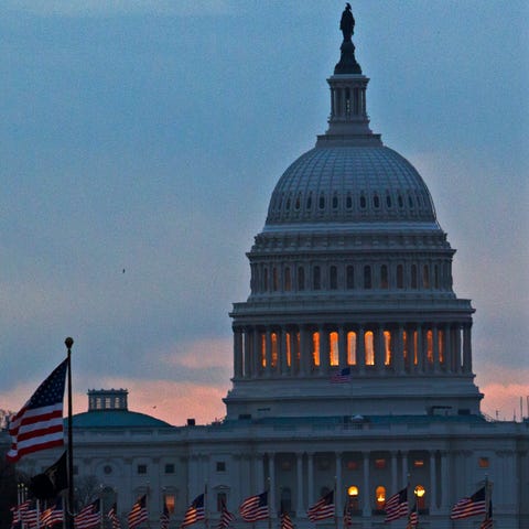The U.S. Capitol pictured early Tuesday as a...