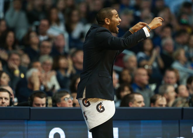 Butler Bulldogs head coach LaVall Jordan during the second half of game action between Butler University and Creighton University, at Hinkle Fieldhouse in Indianapolis, Indiana on Saturday, Jan. 5, 2019. The Butler Bulldogs defeated the Creighton Bluejays 84-69.