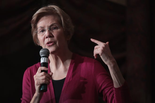 Sen. Elizabeth Warren (D-MA) speaks to guests during an organizing event at the Orpheum Theater on Jan. 5, 2019 in Sioux City, Iowa. 