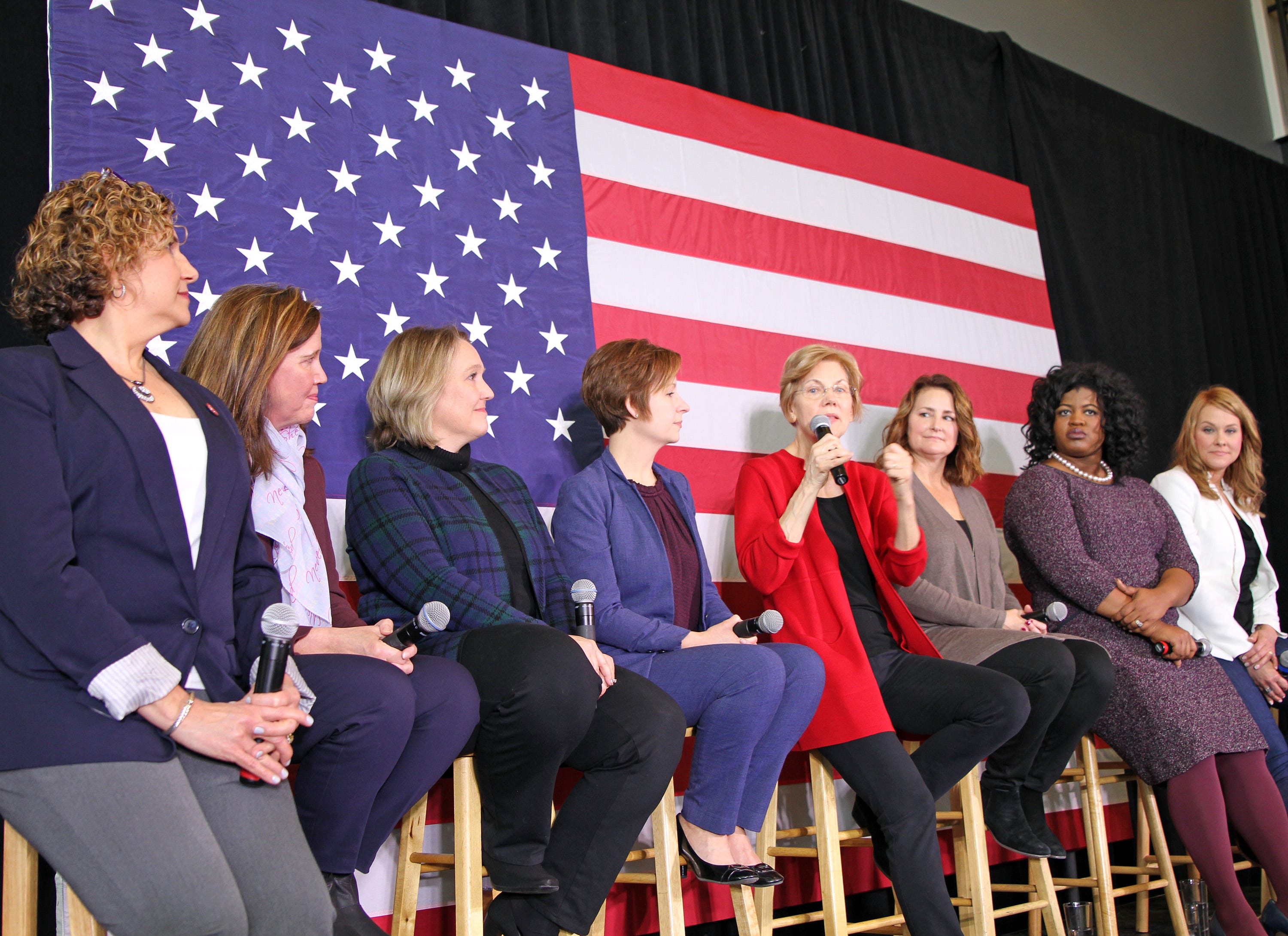 U.S. Sen. Elizabeth Warren of Massachusetts visits Ankeny, Iowa, for a conversation with female leaders on Sunday, Jan. 6, 2019.