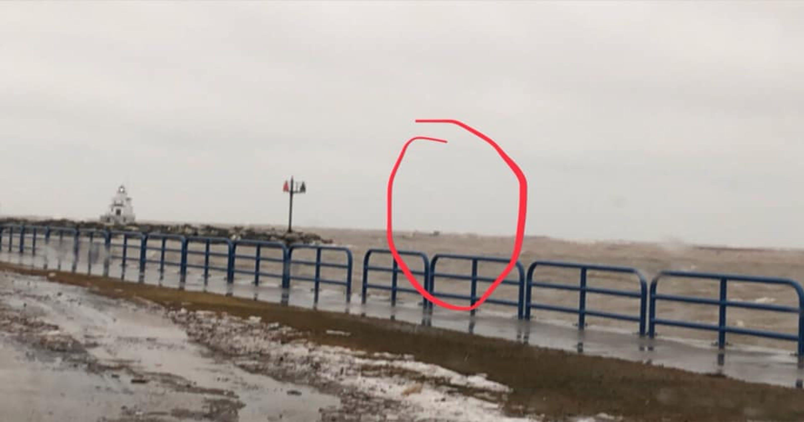 Manitowoc Lighthouse South Pier Beacon Swept Into Lake Michigan
