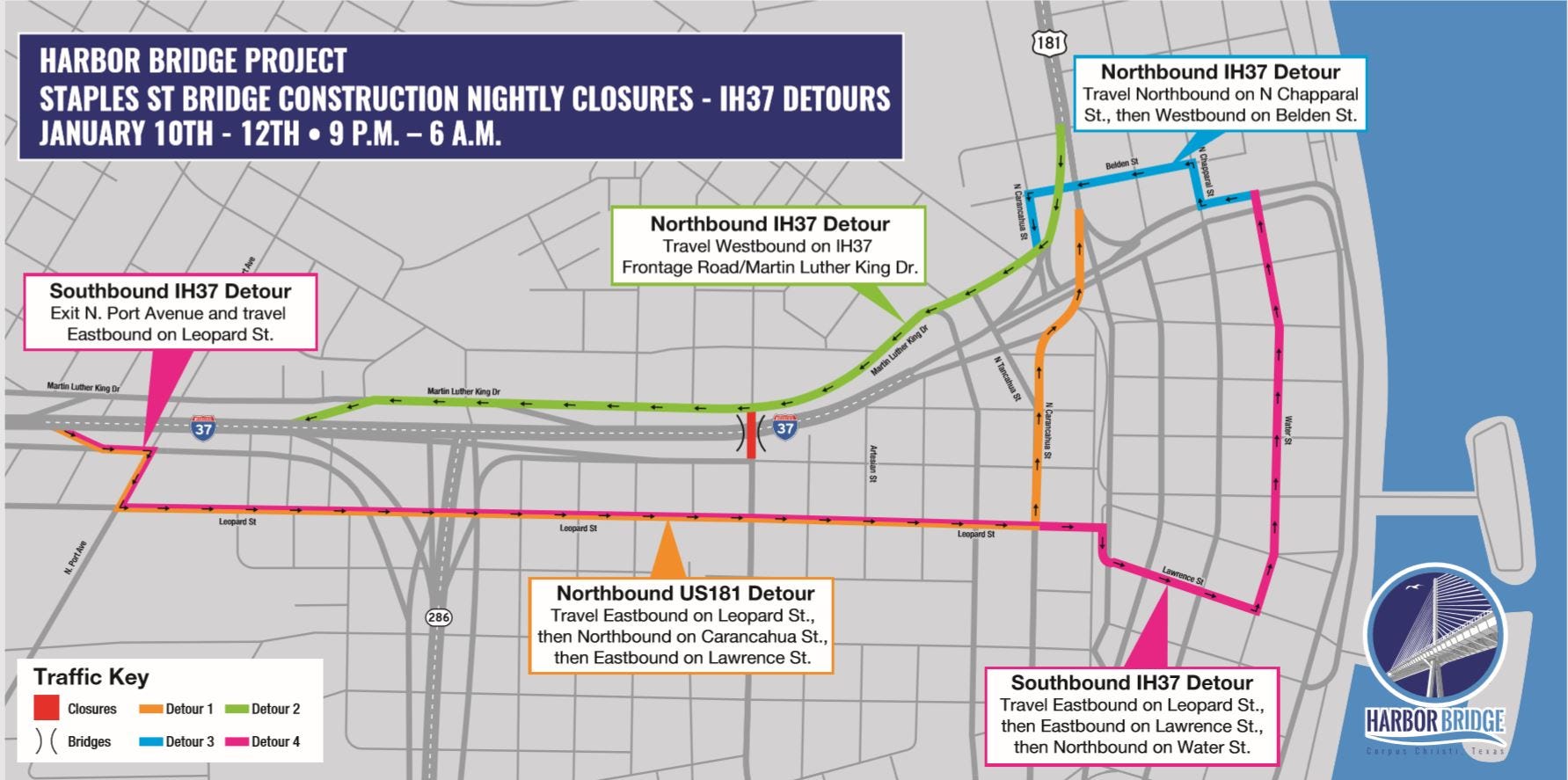 Harbor Bridge project prompts freeway closure in Corpus Christi