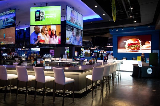 Dave & Busterâ€™s restaurant and video arcade, shown inside a mall in Corpus Christi, Texas, is targeted to open April 8 in Bell Tower Shops at U.S. 41 and Daniels Parkway in south Fort Myers.