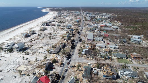 Hurricane Michael was the second costliest natural catastrophe in 2018 with $16 billion in losses. A drone image of damage left by Hurricane Michael in Mexico Beach, Fla. on Oct. 16, 2018.