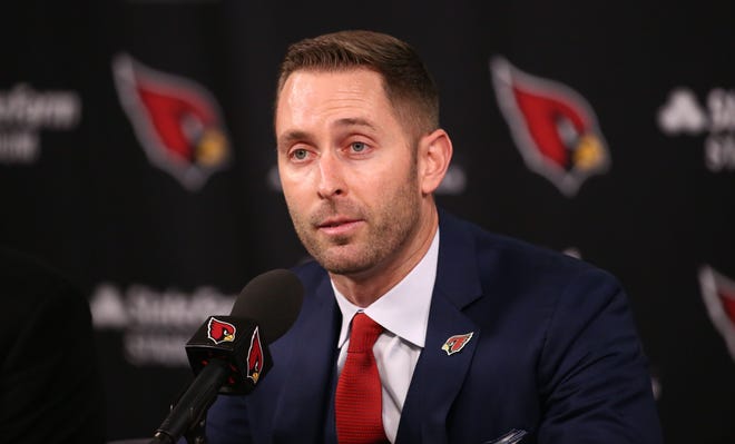 Arizona Cardinals introduce their new head coach Kliff Kingsbury during a news conference on Jan. 9, 2019 at the Cardinals Training Facility in Tempe, Ariz.