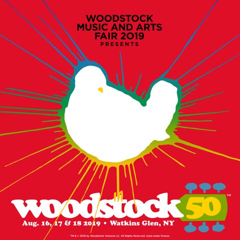 The logo for the Woodstock 50 anniversary concert.