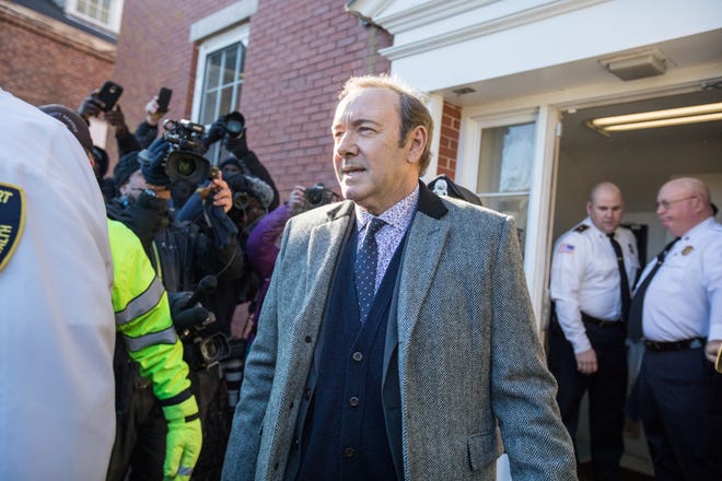 Kevin Spacey leaves Nantucket District Court after being arraigned on a sexual assault charge on Jan. 7, 2019 on Nantucket Island, Mass.