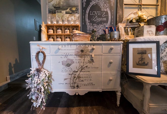 Thelma & Louise Design Studio offers custom hand-painted furniture and other hand-made products.