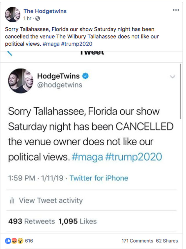 Wilbury Cancels Conservative Comedy Duo S Show Over Transphobic Video