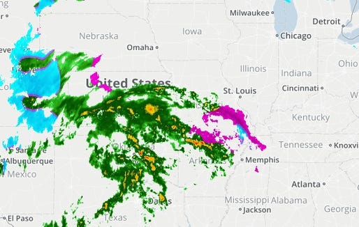 El mapa del tiempo de USA TODAY muestra una tormenta de invierno en desarrollo que se mueve a través de los EE. UU. El viernes 11 de enero de 2019.