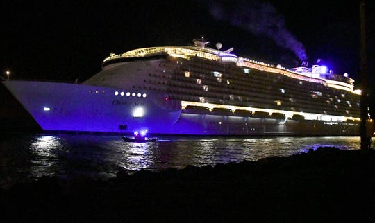 The Royal Caribbean Cruise Lines ship Oasis of the Seas returned to Port Canaveral on Jan. 12, 2019.  The ship returned to port a day early due to an outbreak of Norovirus.