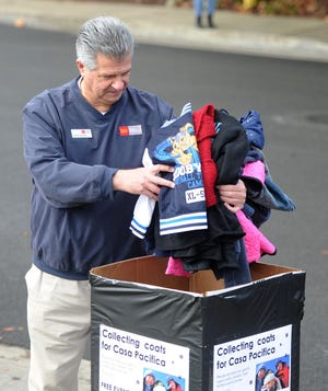 Darryl Geewax donates winter clothes in 2019 for the annual Coats for Casa Pacifica charity event at Three Springs Park in Westlake Village. The donations go to foster kids and at-risk youths at Casa Pacifica Centers for Children & Families in Camarillo.