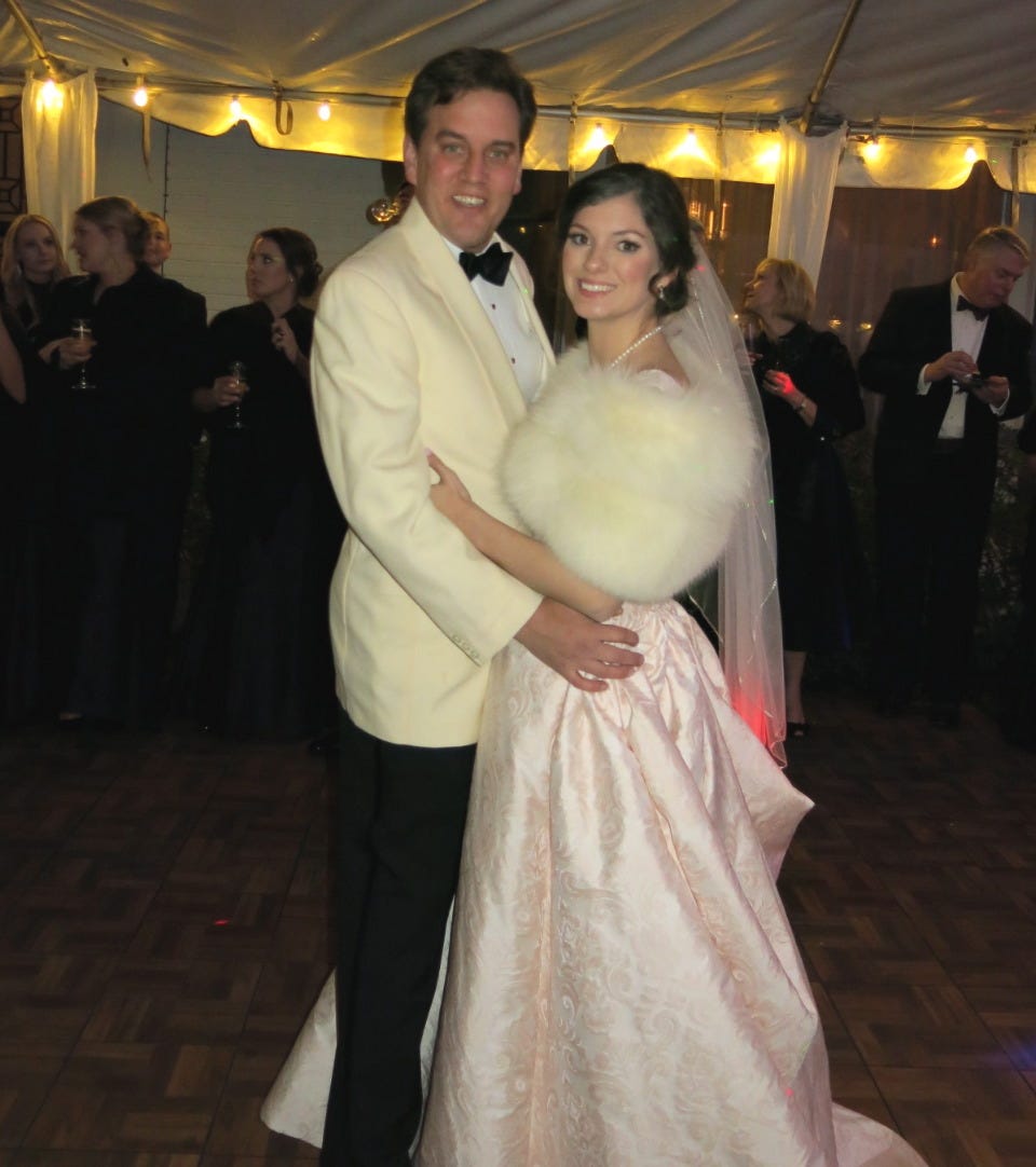 Delton Smith and Caroline Wiggins  during their first dance at the wedding reception.
