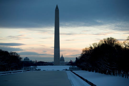 A new, snowy day dawns on Washington â and the 24th day of the government shutdown on Jan. 14, 2019.
